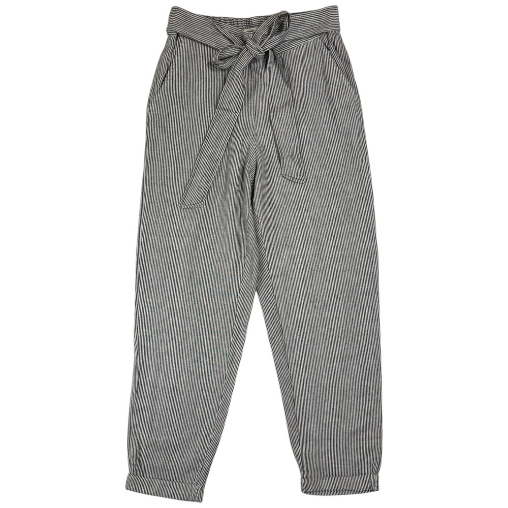 NWT Max Studio Linen Blend High Rise Pinstripe Pants Sz M Belted Cuffed Pull On